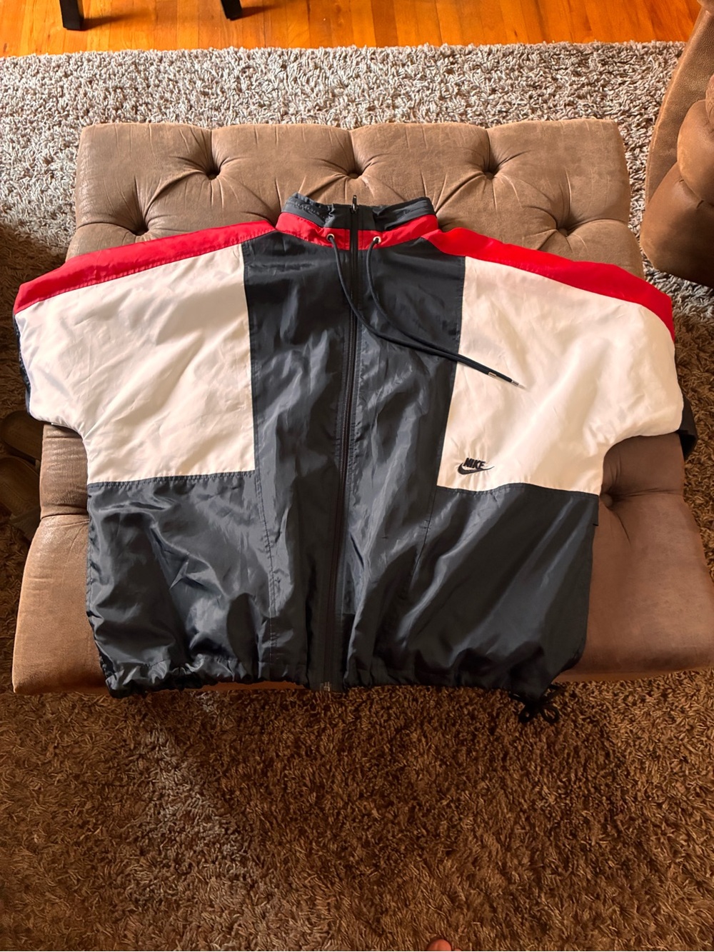 Nike Men's Colorblock Windbreaker Jacket - Black, White & Red